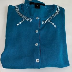 MARC JACOBS BlueCotton cardigan w embellishments S